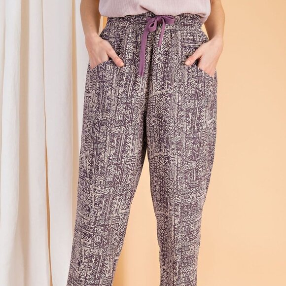 30. TRIBAL PRINTED COTTON GAUZE LONG PANTS - Picture 3 of 4